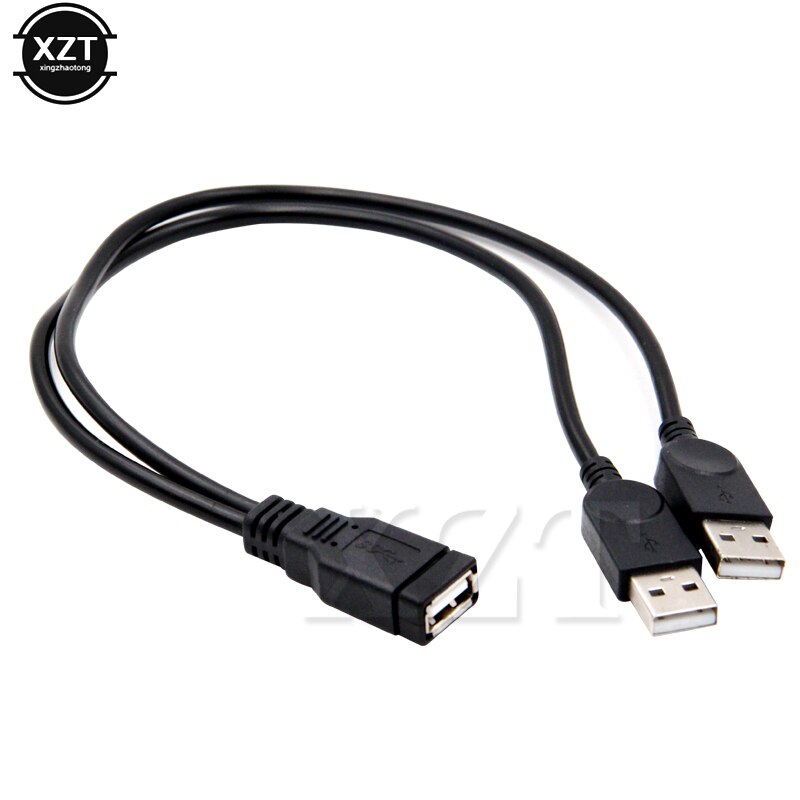 1 pieza USB 2,0 tipo macho a 2 USB Dual hembra Y, Cable de extensión, HUB negro más