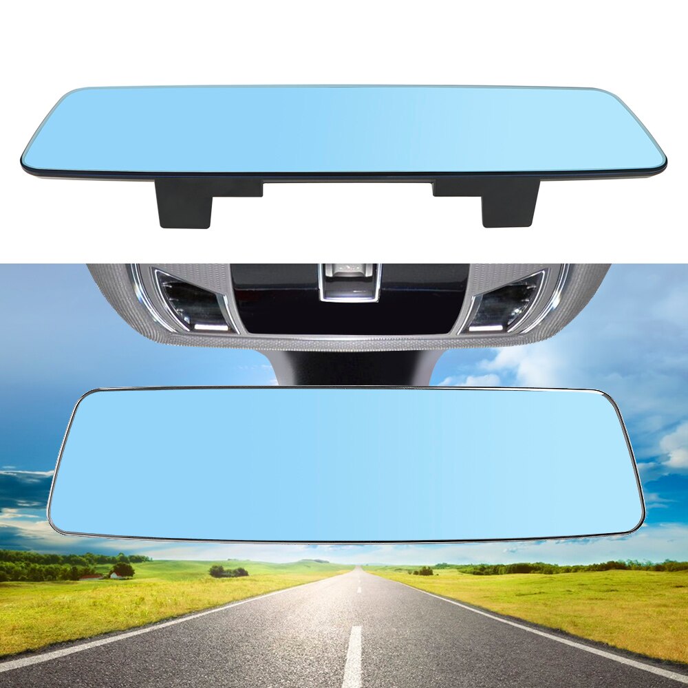 Car Interior Rear View Mirror Anti-glare Wide-angle 2.5D Full Screen HD Glass 3000R Micro Curvature Lens Blue Frameless Mirror