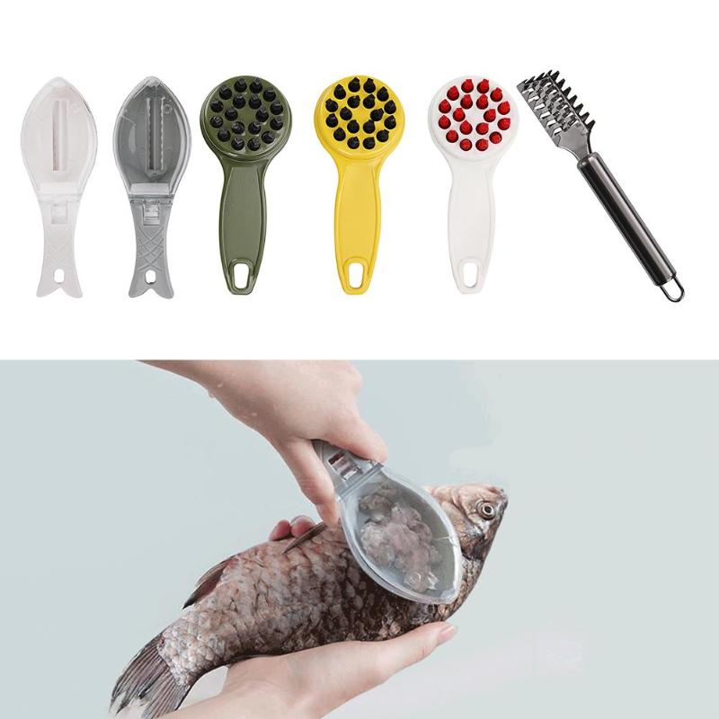 1pc fiskskinnsborste skrapa fiskefjäll borsta rivjärn snabbt ta bort fiskkniv rengöring skalare scaler skrapa