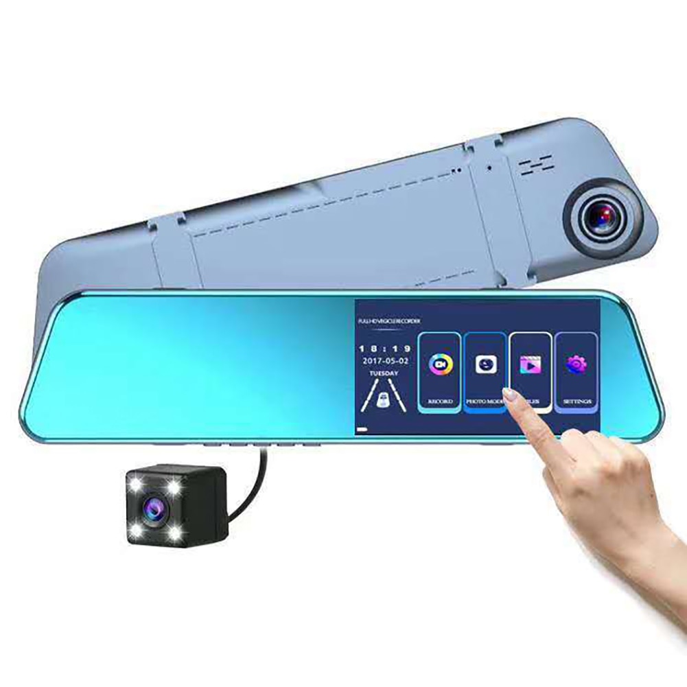 5.18 pouces tactile Sscreen 1080P voiture DVR Dash caméra Auto rétroviseur numérique double lentille conduite enregistreur vidéo moniteur de stationnement