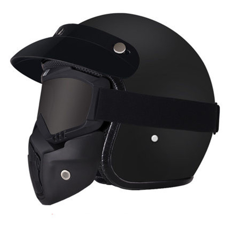 1 stuk 57-62cm ABS Plastic Motorfiets Helm Motorcross Capacete Half Helm voor Retro Matte Heldere Zwarte
