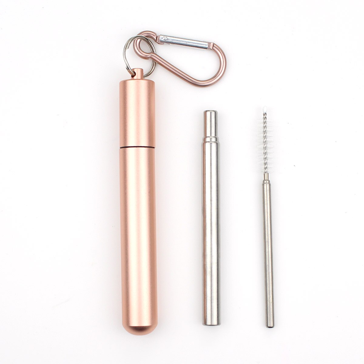 10Set Portable Stainless Steel Telescopic Drinking Straw For Travel Reusable Collapsible Metal Straw With Case And Brush: Rose yuan