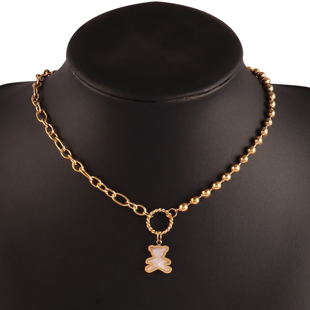 Trendy Product Stainless Steel Necklace For Women Gold Silver Color Charm Flower Butterfly Pendant Necklace Jewelry: B0269