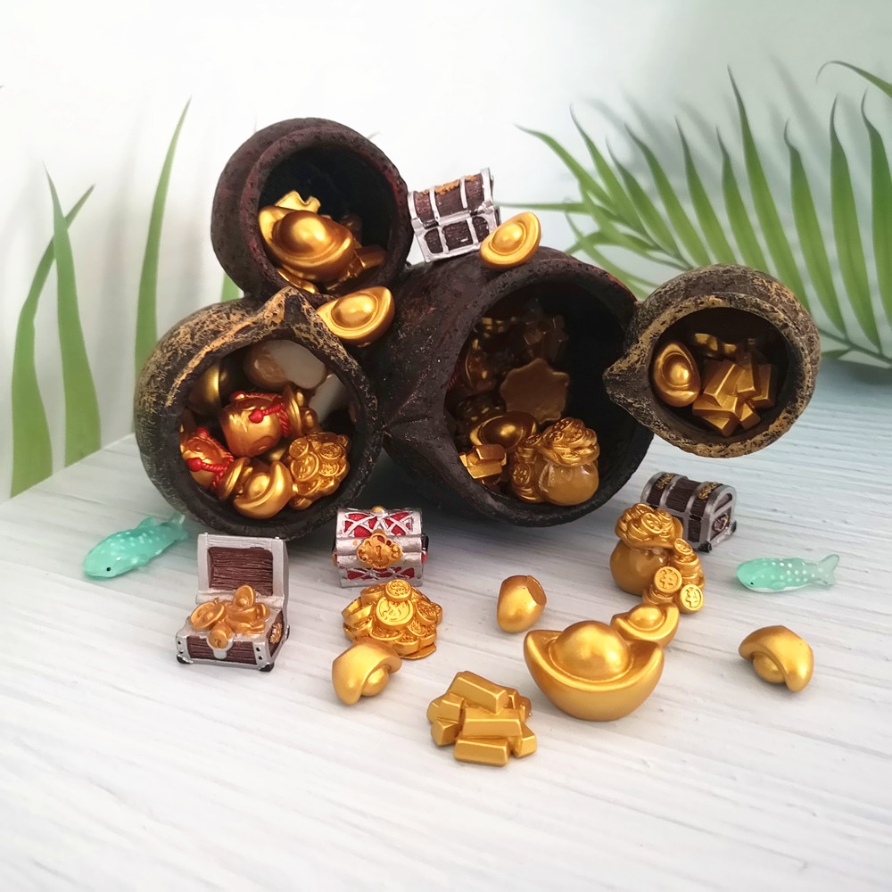 4pc Ingots Fortuin Rijkdom Doos Model Beeldje Thuis Ornament Glas Decor Miniatuur Ambachtelijke Tuin Fairy Decoratie DIY Accessoires