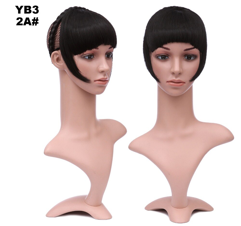 Girlshow 6 stk/parti foran syntetisk hår bang kort frynser med fletter pannebånd hår blunt bang  yb3 6 " , 16 farger tilgjengelig 50g