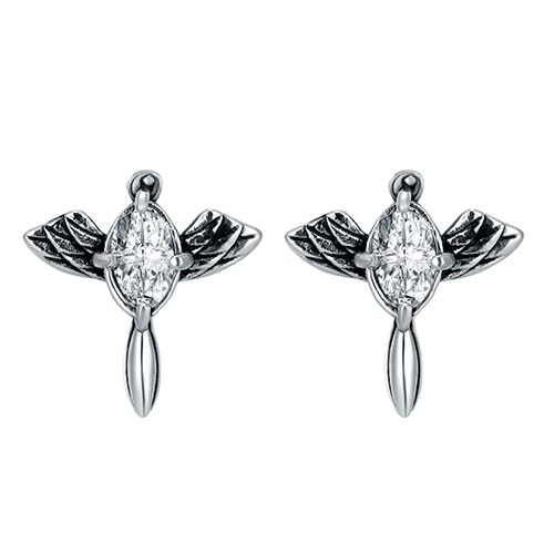 Trend Angel Wings Ear studs Ear Jewelry Women&#39;s Men‘s Stainless steel Punk Hip hop rock Earrings for teens: white