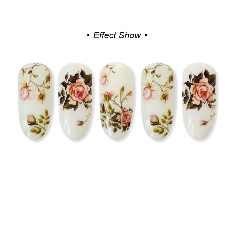 Bloem Serie Nail Stickers Rose Bloem Gemengde Patroon Zelfklevende Transfer Sticker Diy 3D Nail Art Decoraties ZJT4124