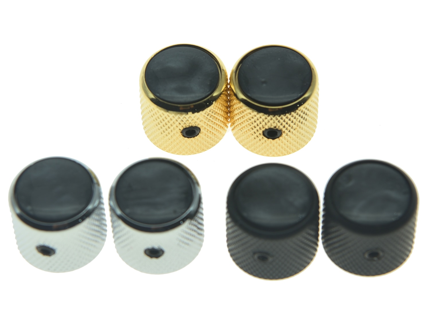 Dopro Set of 2 Black Pearl Top Cap Guitar Dome Knobs with Set Screw for Tele Guitars Black Pearl Bass Knobs