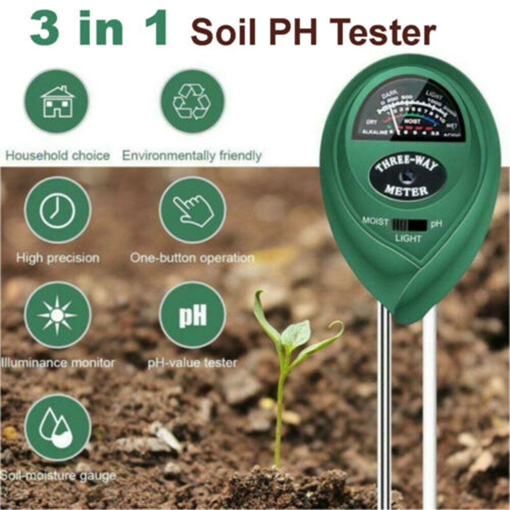 3 In 1 Soil Ph Meter Soil Tester PH Moisture Meter Temperature Sunlight Intensity Measurement Meter Kit For Garden Plant Testing