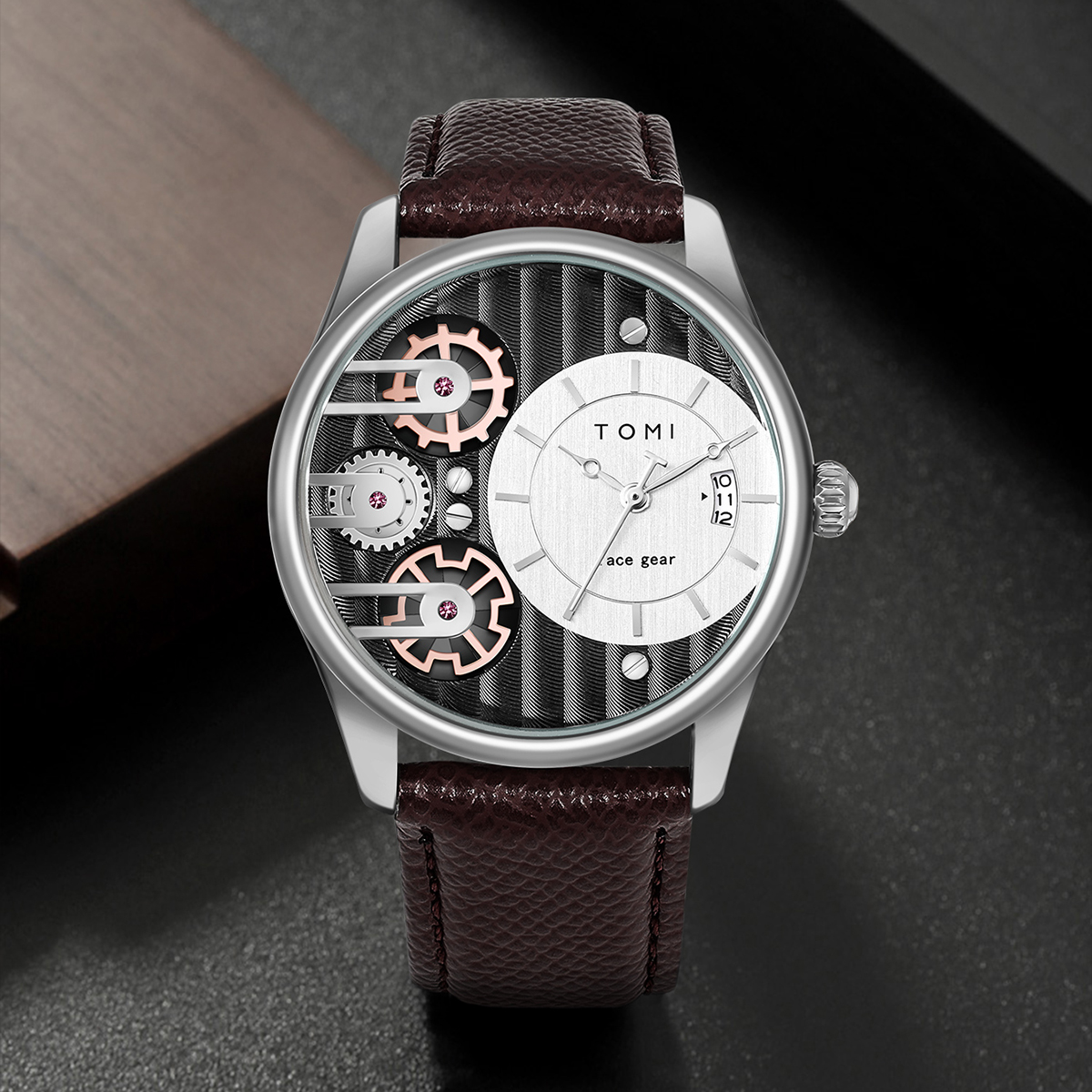 TOMI Heren Geschenkdoos Combinatieset Horloge Luxe en Eenvoudig Zakelijk Afneembare band Quartz Horloge Herenhorloge Festival Cadeau