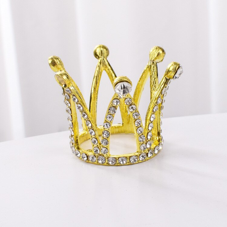 Mini Crown Cake Topper Metalen Parel Gelukkige Verjaardag Cake Toppers Wedding & Engagement Cake Decor Sweet 16 Party Decoraties: 3.5X4CM GD