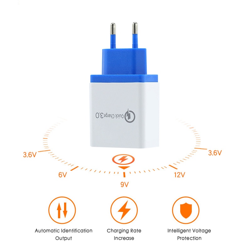 Universal 18 W USB Quick charge 3.0 5V 3A for Iphone 7 8 EU US Plug Mobile Phone Fast charger charging for Samsug s8 s9 Huawei