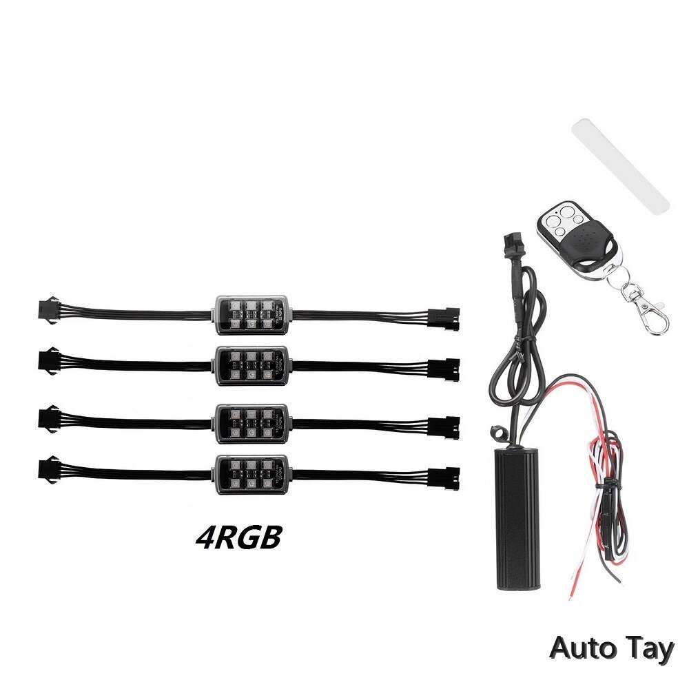 LED Smart Brake Lights Motorcycle Car Atmosphere Light With Wireless Remote Control Moto Decor Strip Lamp Kit 4/5/6/8/10/12RGB: F