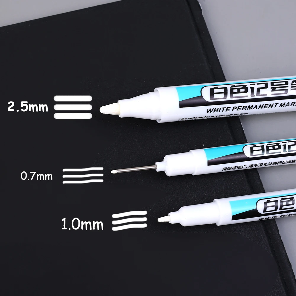 5/1Stck Fettige Weiße Marker Stift Graffiti Stifte Wasserdicht dauerhaft Gel Bleistift Reifen Notizbuch Glas Malerei Stift 0,7mm 1mm 2,5mm