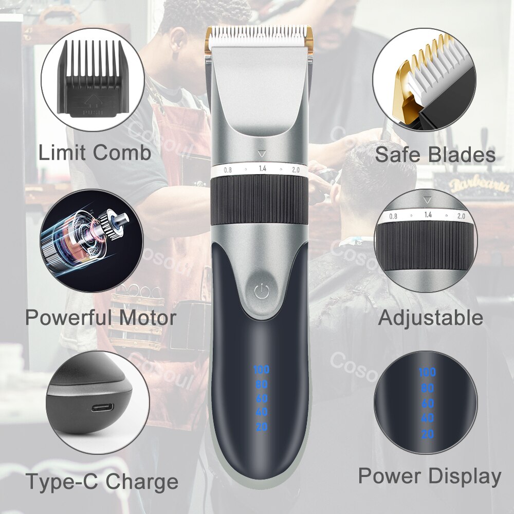 Haarschneidemaschine, elektrischer Friseur, Haarschneider für Männer, Erwachsene, Kinder, kabellos, wiederaufladbar, Haarschneidemaschine, professionell