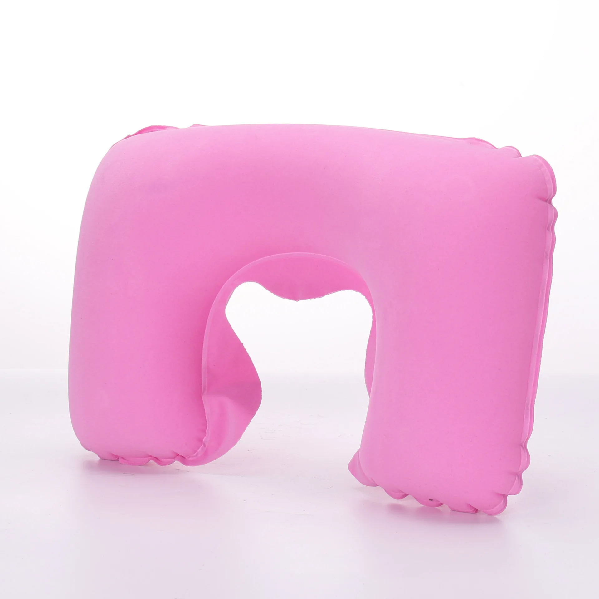 1/3/4Pcs Travel Pillow Car Air Flight Office Inflatable Neck Pillow Short Plush Cover PVC Support Headrest Soft Nursing Cushion: PURPLE