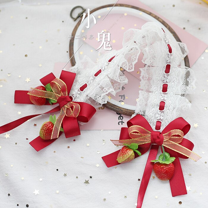 Japonais doux Lolita cheveux bande KC fraise épingle à cheveux accessoires de cheveux fraise cou chaîne clip bandeau: F hair band