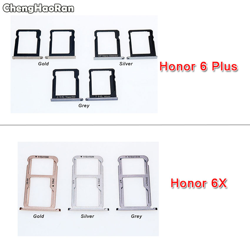 ChengHaoRan SIM Kaart Lade Dual Slot Houder Carrier Container Micro SD Card Tray Reparatie Deel voor Huawei Honor 6 Plus /Honor 6X