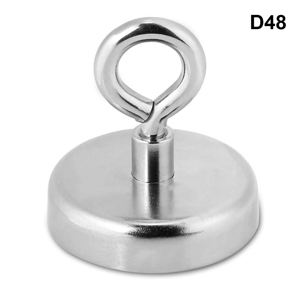 Stærk neodym magnet bjærgning rund trækkraft dybhavsflodfiskeri magnetisk holder øjebolt vertikale magnetiske materialer: D48