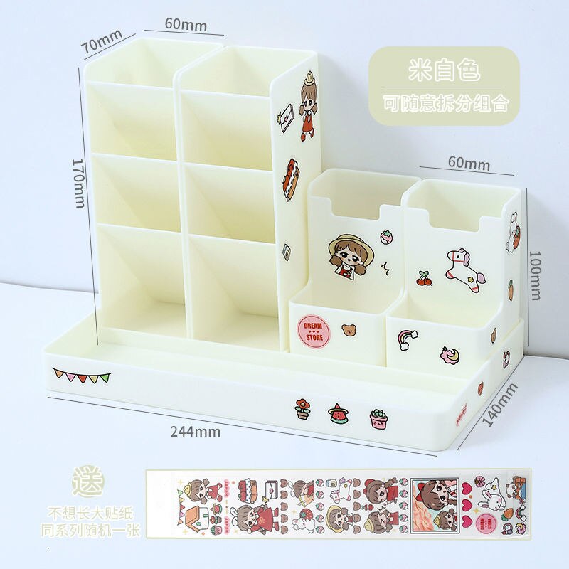Pen holder Desk Organizer pencil holder Organizers For Desktop Stand Pens Office Accessories school Stationery Storage holders: Off-white