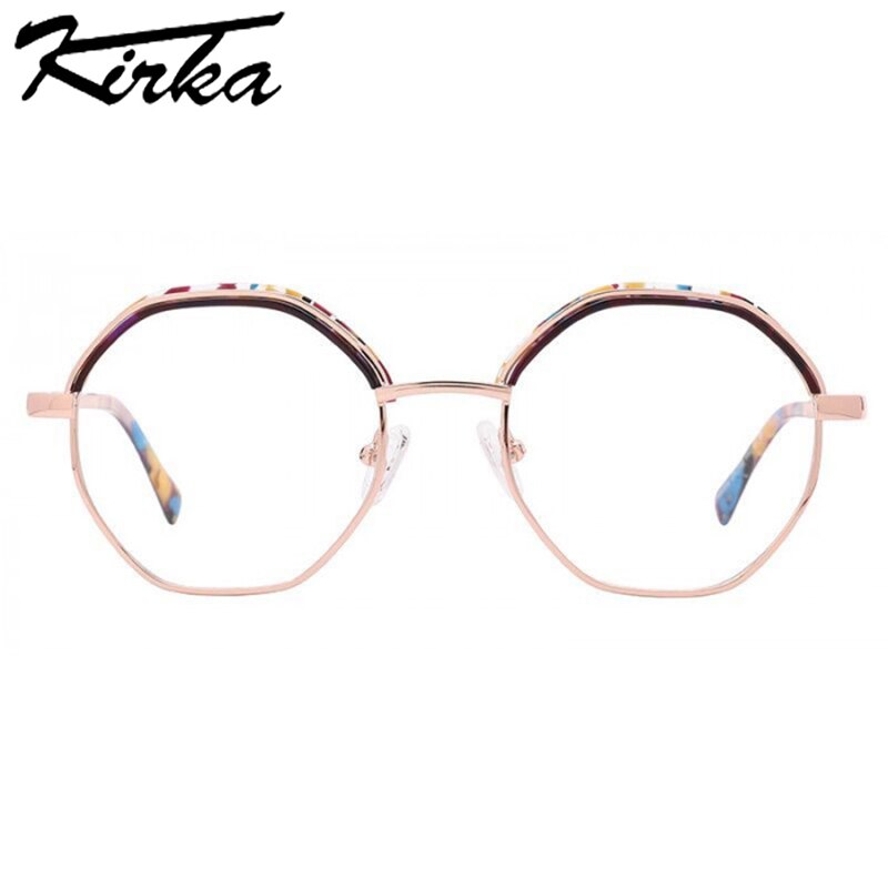 Kirka Runde Brille Rahmen handgefertigt Brillen Männer Jahrgang Frau Metall Gläser Computer Optik Frauen Photochrome Brillen Rahmen: MW6004 C2
