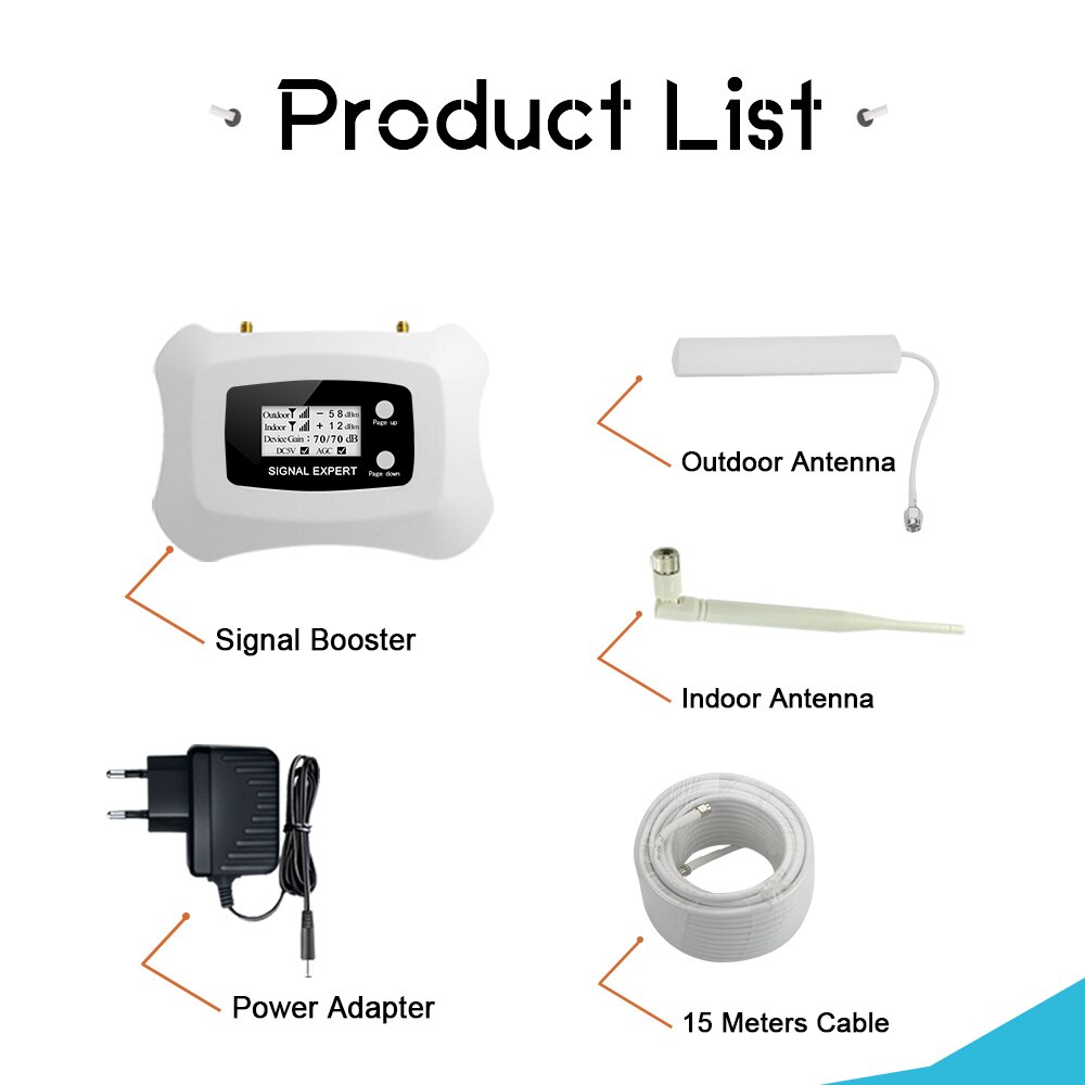 Amplificador de señal de teléfono móvil 4G AWS 1700, 2100, pantalla LCD AGC, 70dB, 4G, LTE, completamente inteligente, 2100mhz