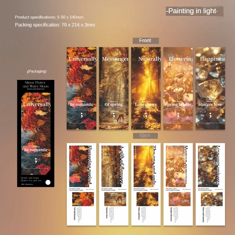 5 Stück Lesezeichen Spiegel Mond klar Literatur Handbuch Dekoration Briefpapier Paket liefert Material Sammelalbum geschnitten 214*70mm: Licht Gelb