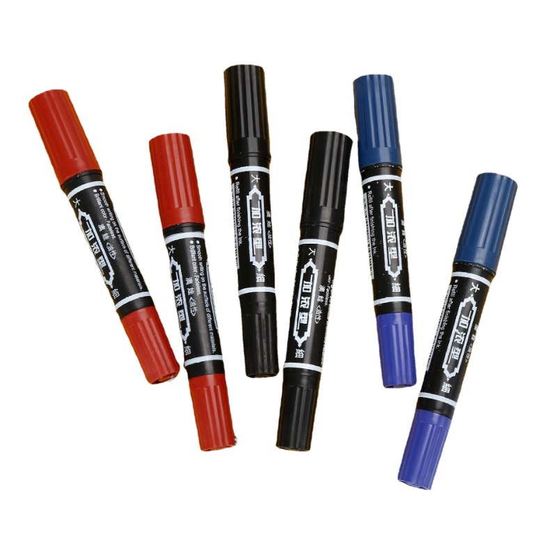 3/6 stk. 3-- fargers dobbeltsidig tusj med oljebasert blekk, hurtigtørkende, vanntett og ikke-viskelig, til kunst- og håndverksprosjekter.