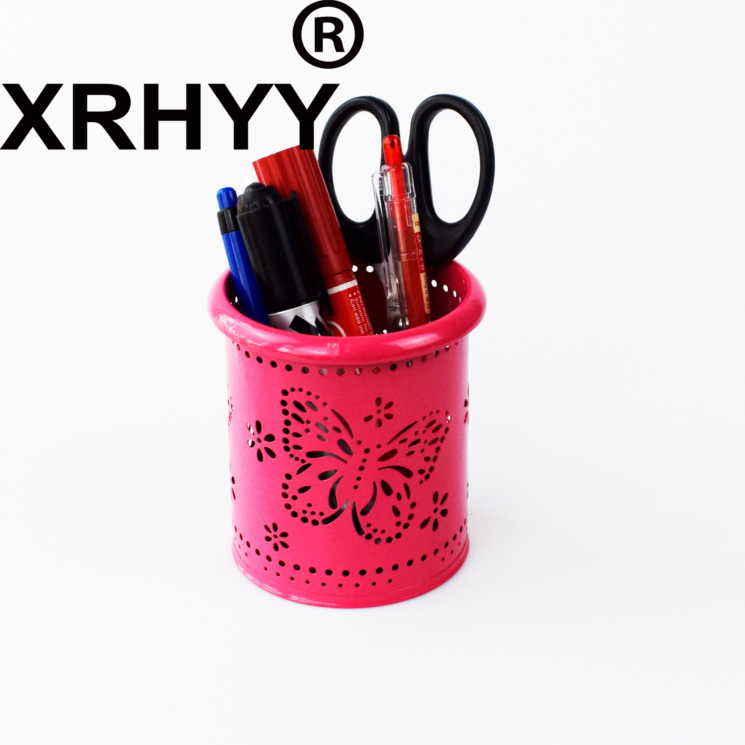 Metall Hohl Stift Halfter Multifunktions Schmetterling aufbringen Bleistift Tasse Stift Topf Container Schreibwaren Runde Korb Schreibtisch-Organizer