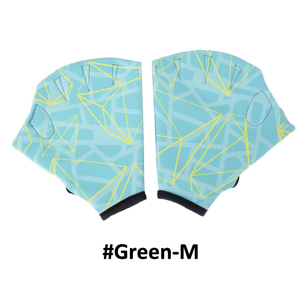 1 paire d'ailerons de natation à main, accessoire de piscine d'apprentissage, palmes de doigt, formation, gants de plongée, pagaie de piscine: Green-M