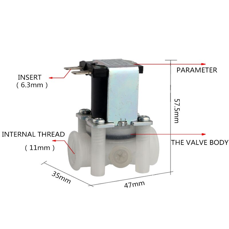 Internal Thread 1/4" DC24V Waste Water Solenoid Valve 300cc Flow RO Water Purifier FCD-D Electromagnetic Valve Normally Closed