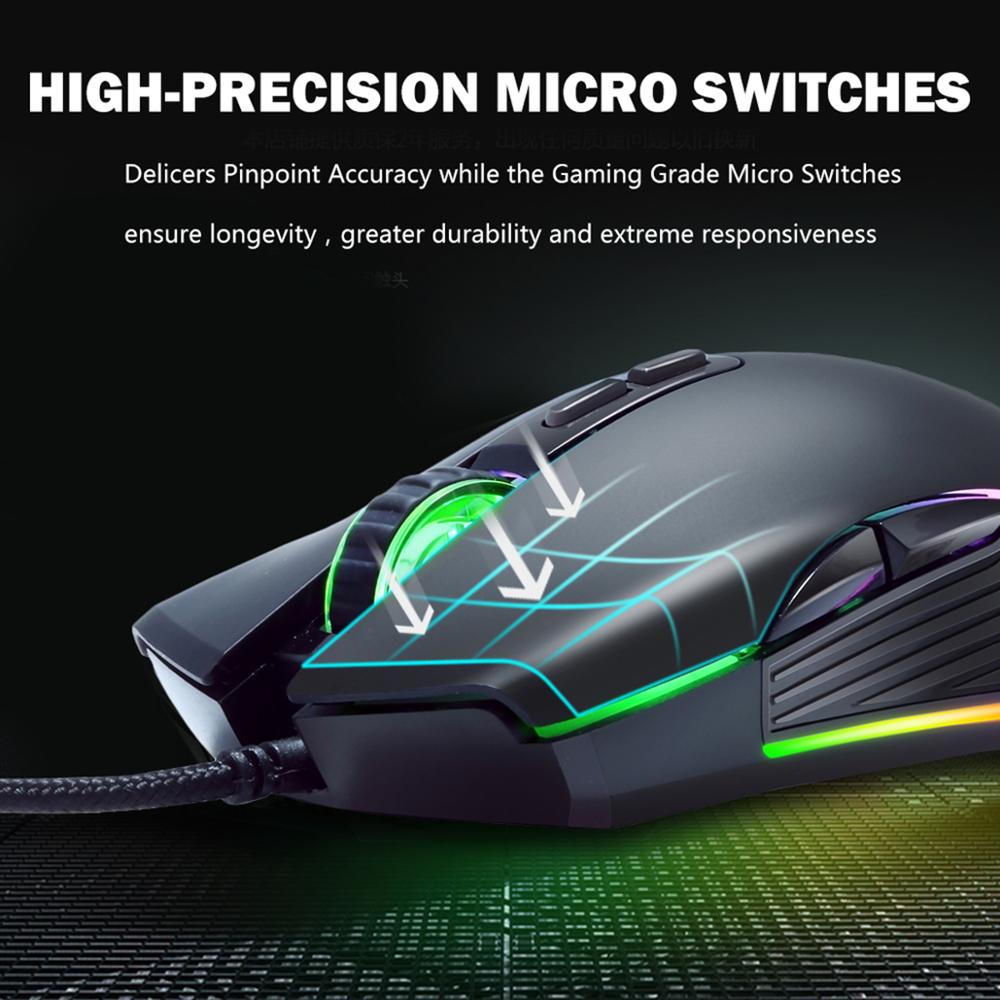 Original Wired Profession Gaming Mouse Mice 3600/7200DPI RGB Backlight LED Optical Sensor 7 Button For Laptop Computer PC Gamer