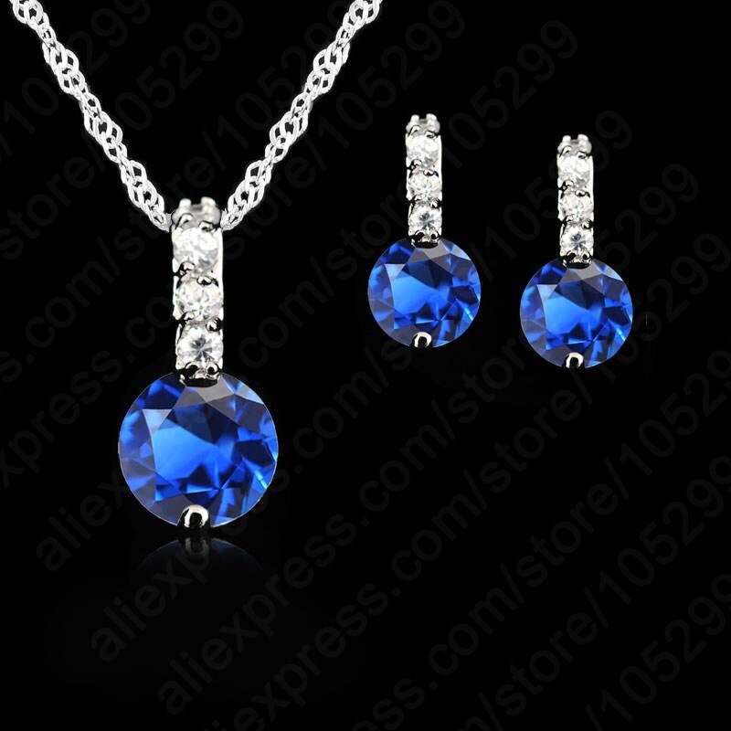 Women Beauty Jewelry Set 925 Sterling Silver Cubic Zircon Pendant Necklace/Earring Women Sets: 41