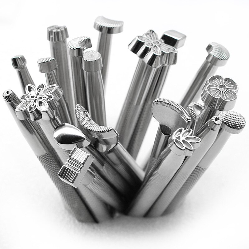 Combination Leather Stamp Tool Kit for Leathercraft Hand Working Patterns Stamping Set Carving Patterns Handmade Printing: 20 Pcs Set