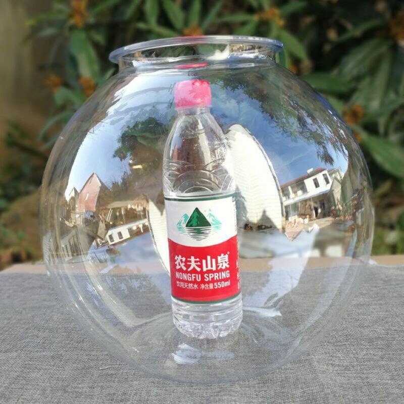 Aquarium rond en plastique Transparent pour poissons rouges, en acrylique, plante verte, nouveauté: Just Fish Tank / 4 Liter