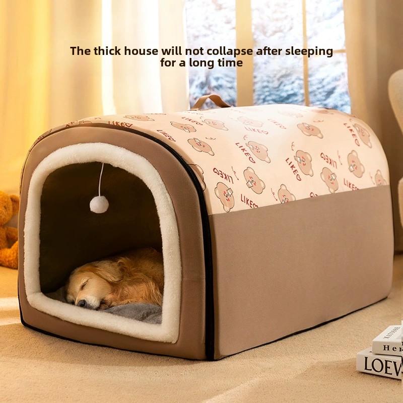 Perrera para perros de invierno cálida, cama lavable desmontable para perros, tienda para dormir profunda para perros medianos y grandes, estera para casa, suministros para mascotas