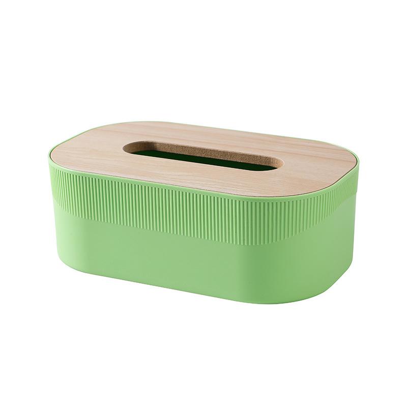 Plastik-Taschentuchbox mit Holzdeckel im Nordischen Schlichtheit-Stil Desktop-Serviettenbox für Wohnzimmer, Badezimmer und Toilette Quadratische Taschentuchbox: Blau