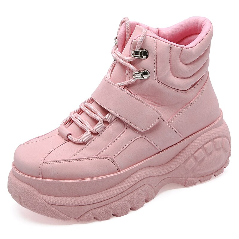 Efterårs platform buffalo sko kvinder afslappede sneakers rund tå flade zapatillas mujer  st456 st463: Høj pink / 38