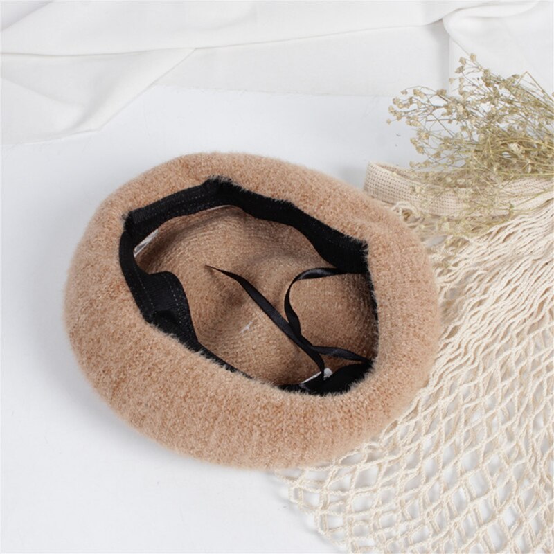 Women's Brown Crochet Beret - French Artist Style Beanie, One Size
