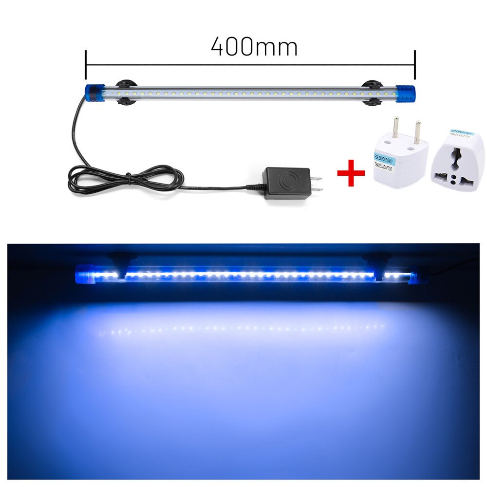 20-50CM Aquarium Light LED Fish Tank Submersible Light Lamp Waterproof Underwater LED Lights Aquarium Lighting: 40cm White Blue