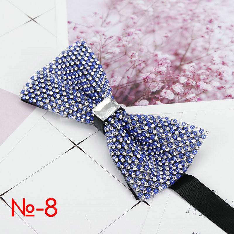 Nœud papillon rayé en diamant Pu pour hommes, accessoire de luxe, Super Cool, avec strass, pour mariage: 8