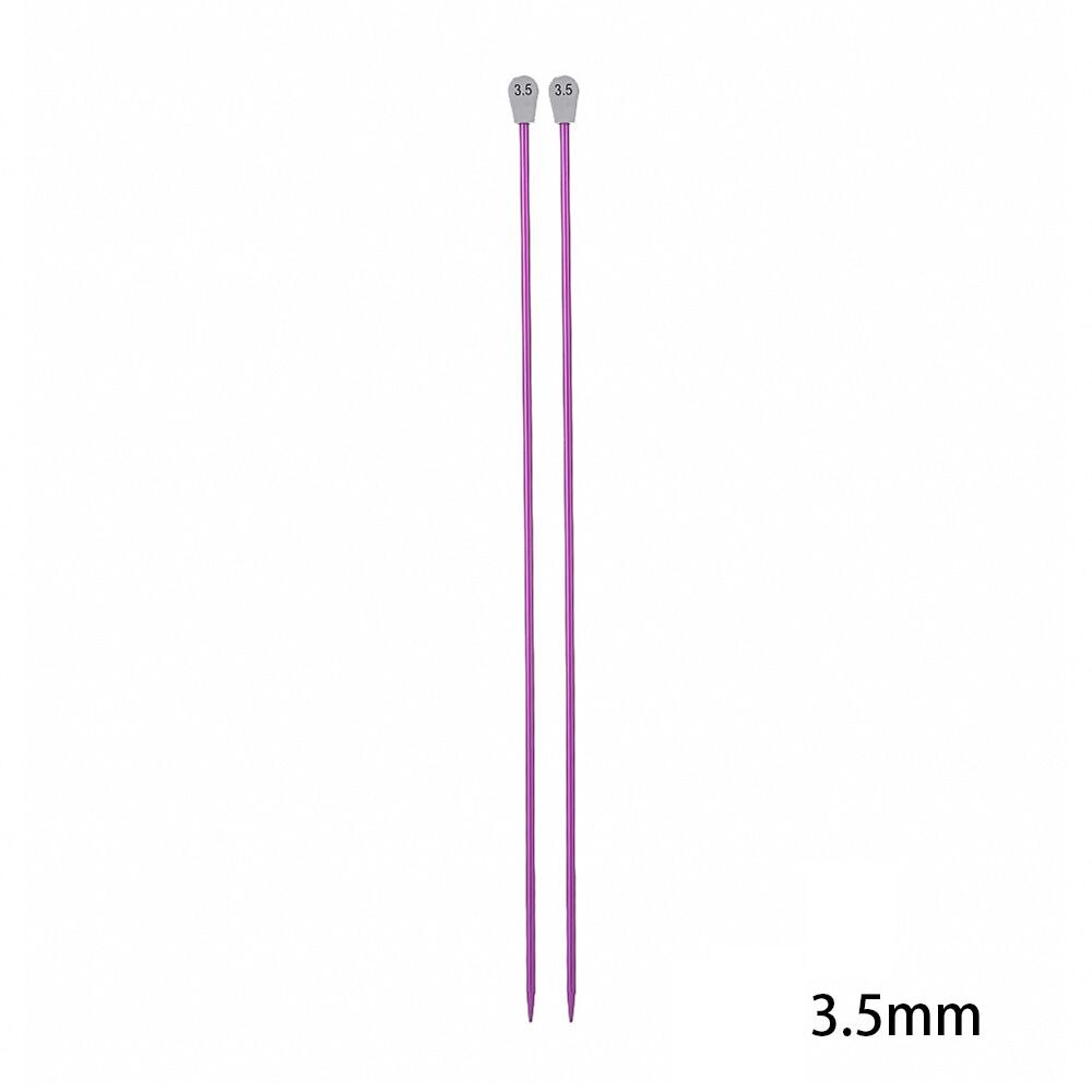 2Pcs/Set 35CM 2.0-12MM Single Pointed Knitting Needles Aluminum Straight Pins Sweater Scarf Weaving Tool Sewing Accessories: 3.5mm