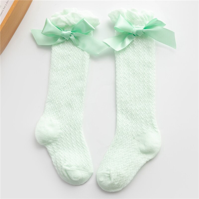 0-3years Kids Socks Cute Bow Knot Baby Girls Knee High Socking Soft Children Socks Princess Toddler Leg Warmers Party: Green