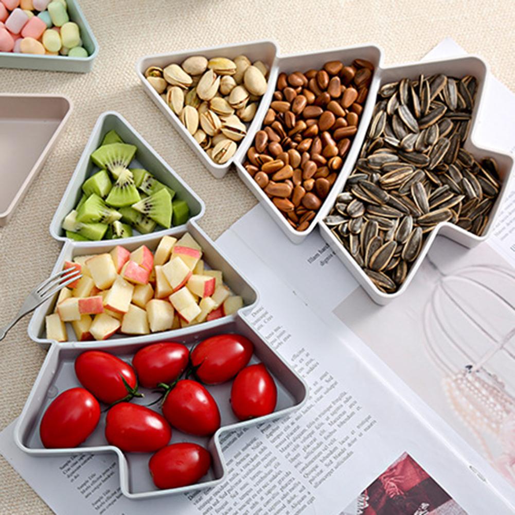 Snack tallerken snack bakke skål snack box slik æske juletræ form plastik 3 garder snack tallerken bakke tørret frugt slik fad