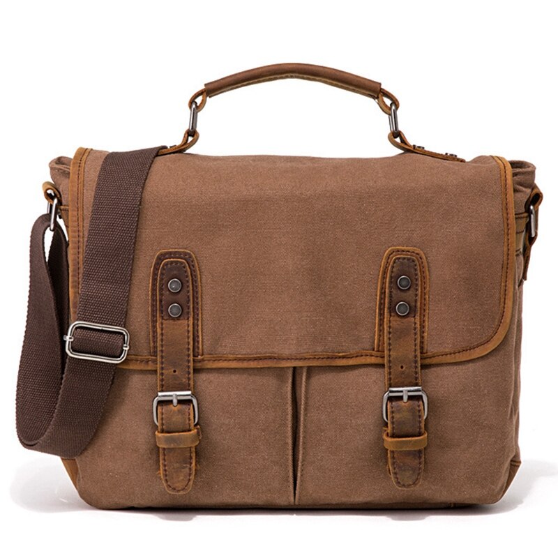 Tftp-Vintage Canvas Tas Aktetas Europa En Amerika Schouder Messenger Bag: Coffee