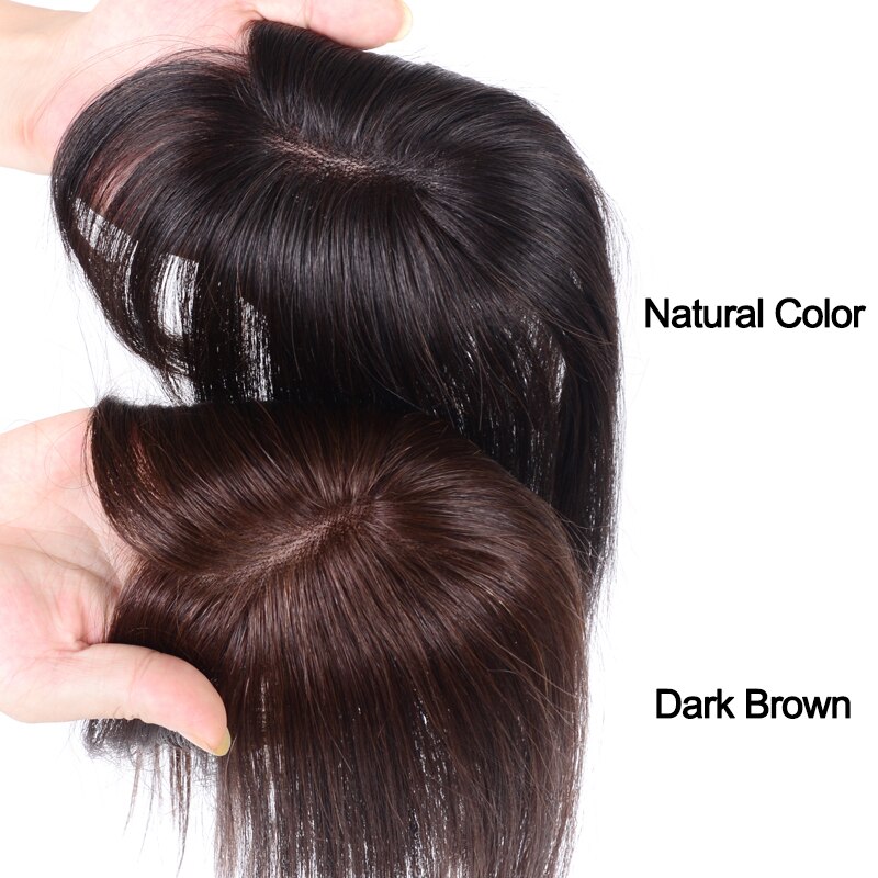 Tupé de mujer con flequillo de parte media cabello sintético liso Artificial tejido a mano, postizo de pelo Natural