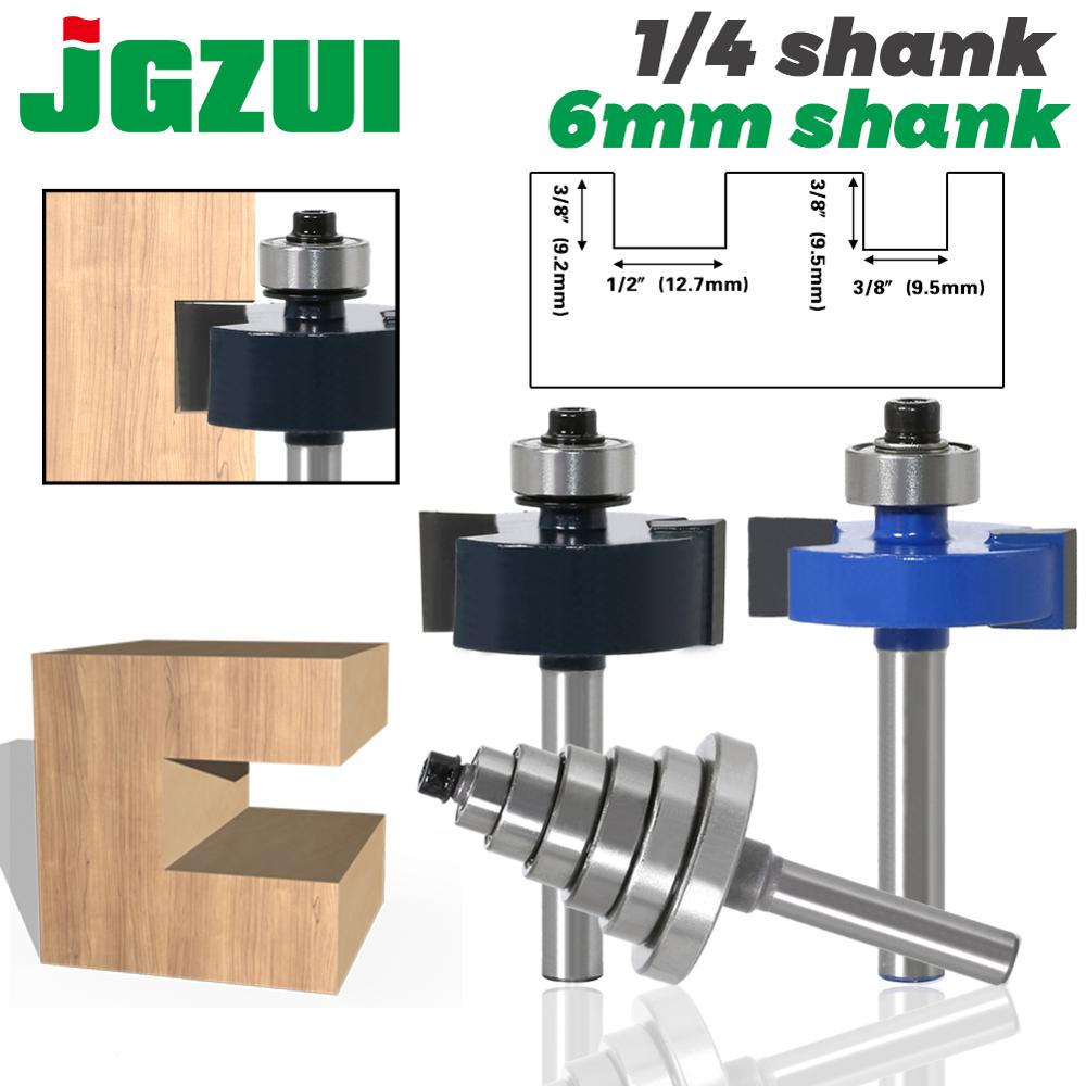 Rabbet Router Bit with 6 Bearings Set - 1/4" Shank 6mm shank Woodworking cutter Tenon Cutter for Woodworking Tools
