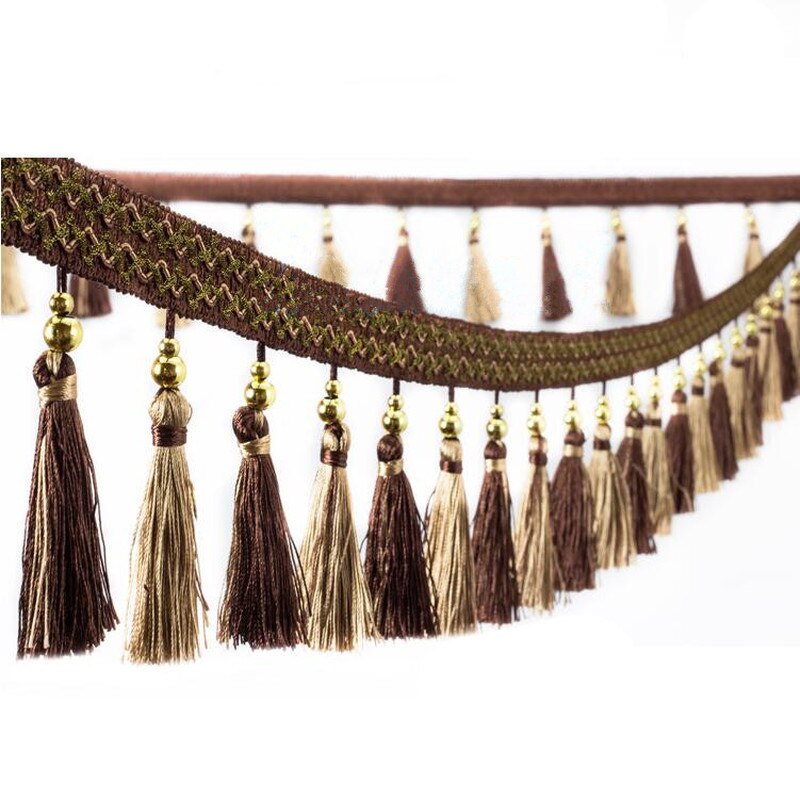 Cinta de ajuste de flecos para cortina, accesorio de decoración de encaje con cuentas para costura, 1 M, 6CM de ancho