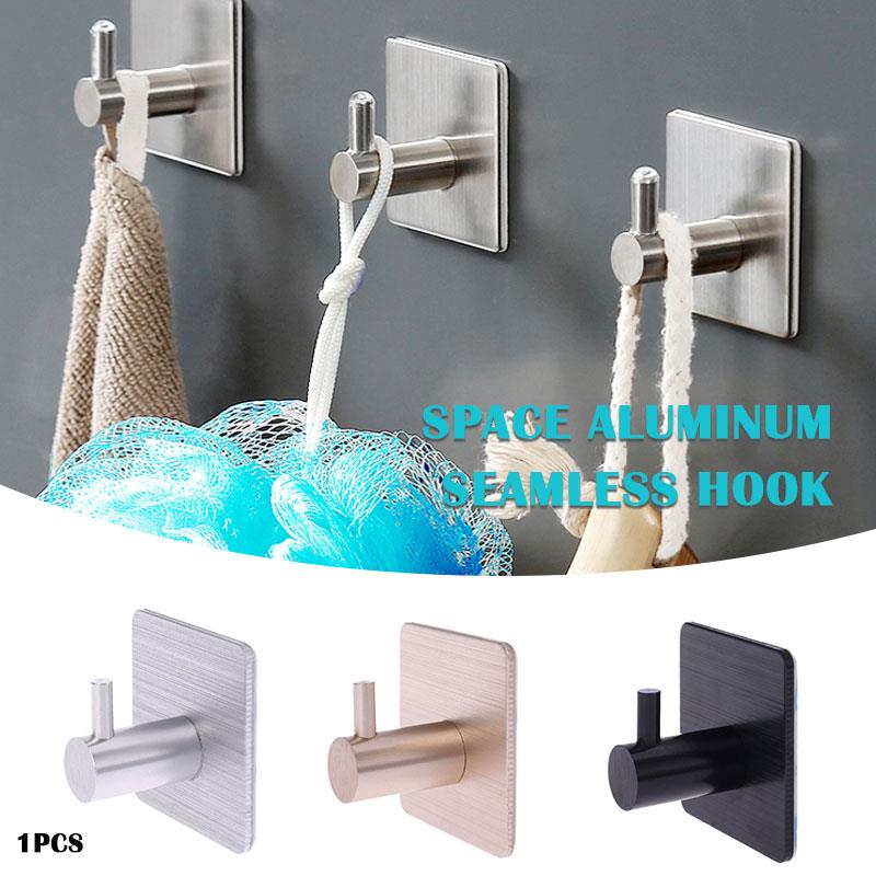 Deurhaak aluminium haak met sticker zelfklevende sleutelhouder diy duurzame handige wandhaak kantoor handdoekhouder