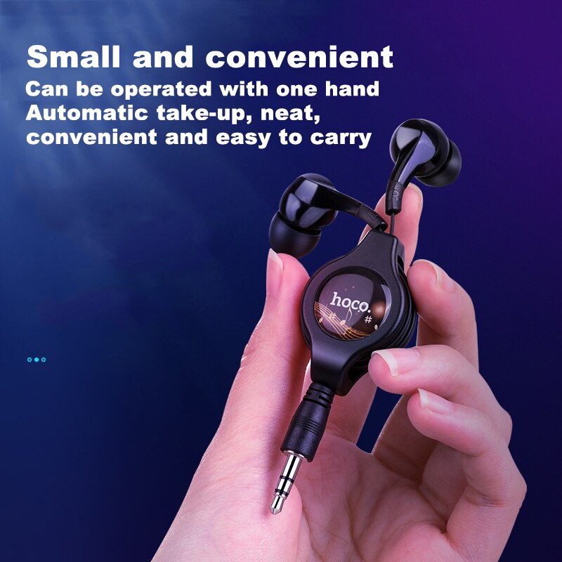 Hoco 3.5mm super bass oordopjes met draad, hoofdtelefoon voor iphone, samsung, xiaomi, oordopjes met microfoon, draagbare gamingheadset met intrekbare microfoon